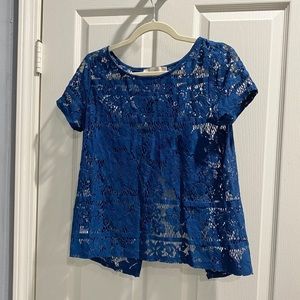 Loft Teal Blue lace top